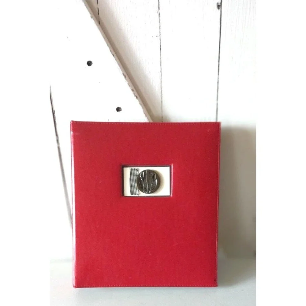C.R. Gibson Deluxe Kitchen Binder Bon Appetit Red Leather 3 Ring Dividers